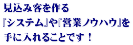 見込み客を作る 『システム』や『営業ノウハウ』を 手に入れることです!
